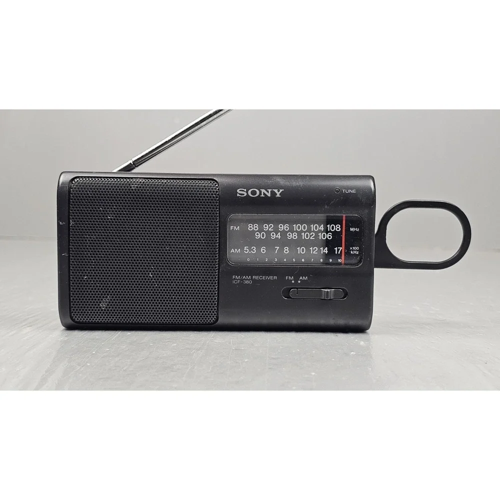 Vintage Sony ICF-380 AM/FM 2 Band Portable Radio Black Tested